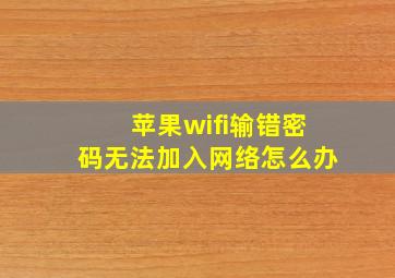 苹果wifi输错密码无法加入网络怎么办