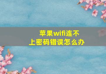 苹果wifi连不上密码错误怎么办