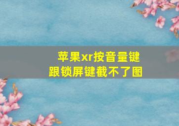 苹果xr按音量键跟锁屏键截不了图