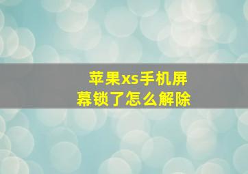 苹果xs手机屏幕锁了怎么解除