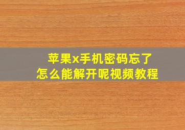 苹果x手机密码忘了怎么能解开呢视频教程