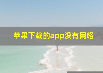 苹果下载的app没有网络