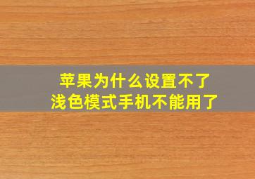 苹果为什么设置不了浅色模式手机不能用了