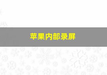 苹果内部录屏