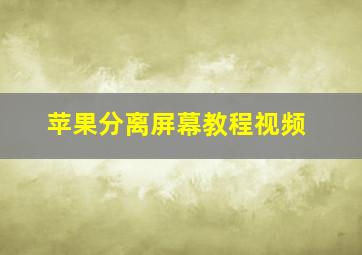 苹果分离屏幕教程视频