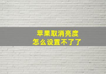 苹果取消亮度怎么设置不了了