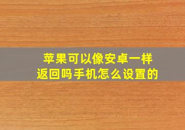 苹果可以像安卓一样返回吗手机怎么设置的