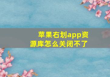 苹果右划app资源库怎么关闭不了