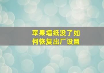 苹果墙纸没了如何恢复出厂设置