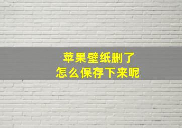 苹果壁纸删了怎么保存下来呢