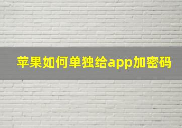 苹果如何单独给app加密码