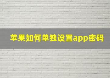 苹果如何单独设置app密码