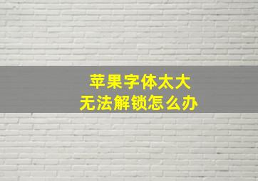 苹果字体太大无法解锁怎么办