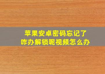 苹果安卓密码忘记了咋办解锁呢视频怎么办