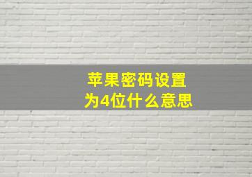 苹果密码设置为4位什么意思