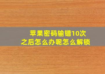 苹果密码输错10次之后怎么办呢怎么解锁