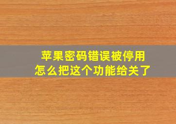 苹果密码错误被停用怎么把这个功能给关了