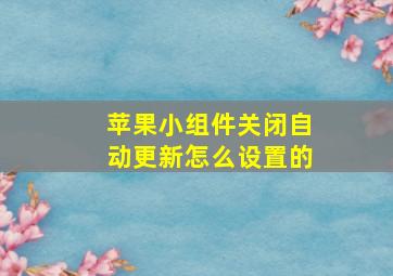 苹果小组件关闭自动更新怎么设置的