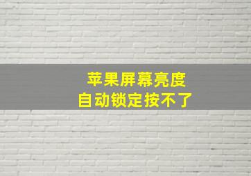 苹果屏幕亮度自动锁定按不了