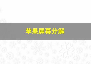 苹果屏幕分解