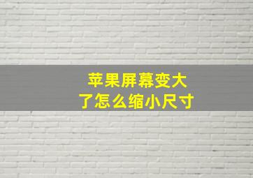 苹果屏幕变大了怎么缩小尺寸