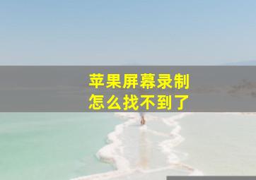 苹果屏幕录制怎么找不到了