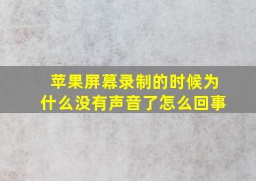 苹果屏幕录制的时候为什么没有声音了怎么回事