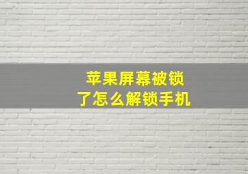 苹果屏幕被锁了怎么解锁手机