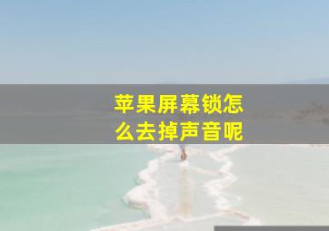 苹果屏幕锁怎么去掉声音呢