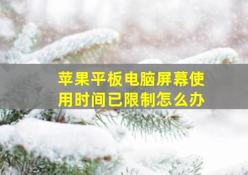 苹果平板电脑屏幕使用时间已限制怎么办