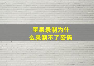 苹果录制为什么录制不了密码