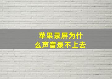 苹果录屏为什么声音录不上去