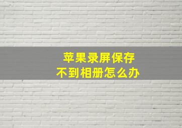 苹果录屏保存不到相册怎么办