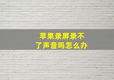 苹果录屏录不了声音吗怎么办