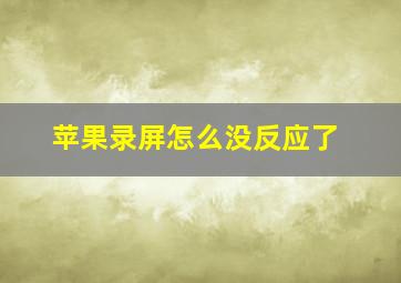 苹果录屏怎么没反应了