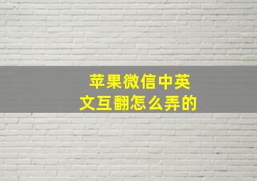 苹果微信中英文互翻怎么弄的