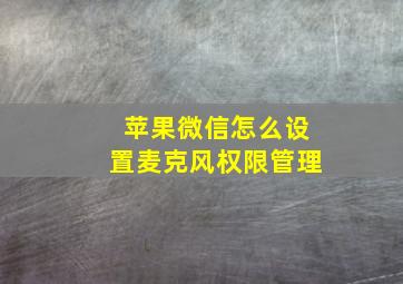 苹果微信怎么设置麦克风权限管理