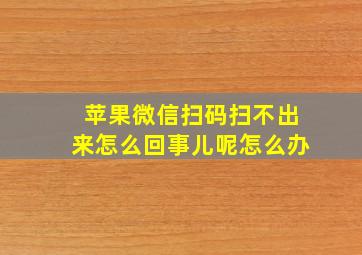 苹果微信扫码扫不出来怎么回事儿呢怎么办