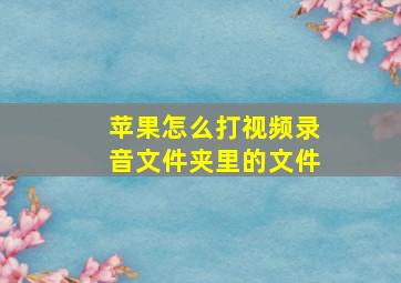 苹果怎么打视频录音文件夹里的文件