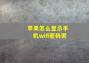 苹果怎么显示手机wifi密码呢