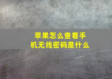 苹果怎么查看手机无线密码是什么