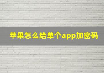 苹果怎么给单个app加密码