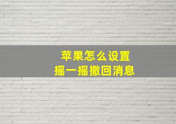 苹果怎么设置摇一摇撤回消息