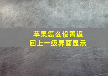 苹果怎么设置返回上一级界面显示