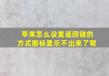 苹果怎么设置返回键的方式图标显示不出来了呢