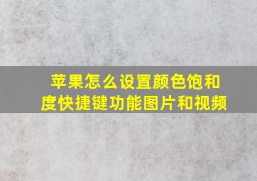 苹果怎么设置颜色饱和度快捷键功能图片和视频