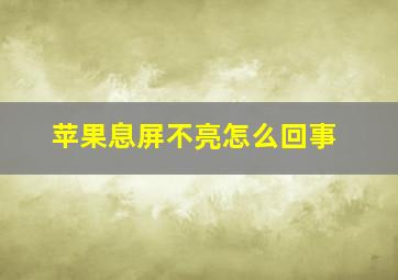 苹果息屏不亮怎么回事