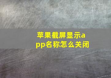 苹果截屏显示app名称怎么关闭