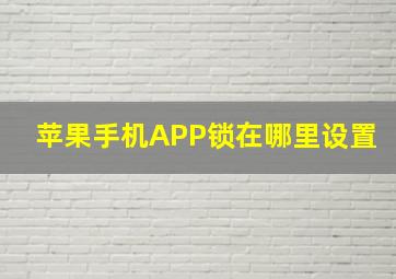 苹果手机APP锁在哪里设置