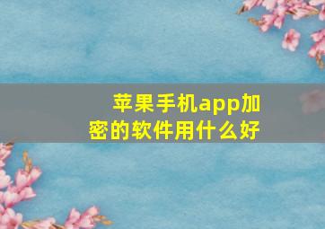 苹果手机app加密的软件用什么好